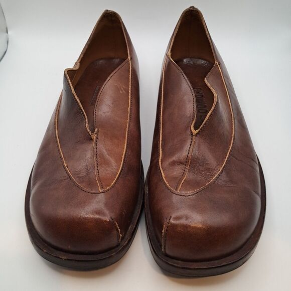 CYDWOQ Hand Made in USA Brown Leather Loafers Slip-Ons Shoes Womens 39 / Sz 8.5 - Picture 1 of 16